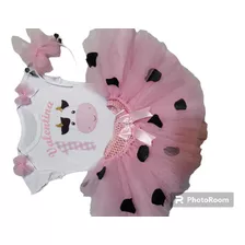 Disfraz Conjunto La Vaca Remera Personalizada Vincha Tutu