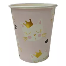 Vaso Polipapel Gato Gatita Kitty Princesa Dorado X6 Uni