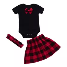 Bebê Infantil Recém-nascido Menina Xadrez Romper Tops+saia H