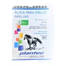 Block Plantec Dibujo A5 Liso 40 Hojas 150g Acrilico Tecnico Color Blanco