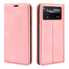 Funda Para Xiaomi Poco X4 Pro 5g Flip Cover Rosa Antishock