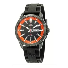 Reloj Orient Fug1x009b9 Caucho Detalle Naranja Calendario 