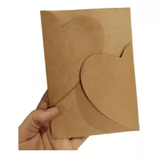 50 Envelope Convite De Casamento Papel Kraft Corações