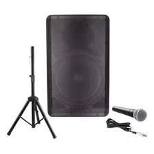 Kit Caixa De Som Com Suporte E Microfone Mj Audio Fpt15a