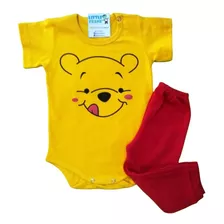 Conjunto Para Bebe Winnie Pooh Body Manga Corta Y Pantalón