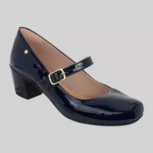 Scarpin Feminino Sapato Boenca Azul Marinho Salto Baixo