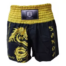 Short Calção Boxe Chinese Dragon Sanda - Pre/amar Fb-3007