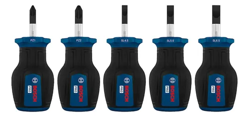 Set De Destornilladores Bosch Pro Cortos Pozidriv Plano X 5u