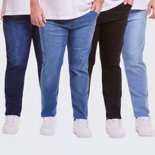 Kit 4 Calça Jeans Masculina Slim Plus Size Lycra