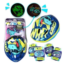 Combo Casco Set Protecciones Nena Rodillera Codera Unicornio