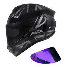 Capacete Fechado Moto Asx Uk Preto/cinza + Viseira Extra