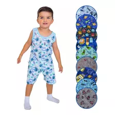 Pijama Infantil Regata Algodão Infantil Masculino Verão