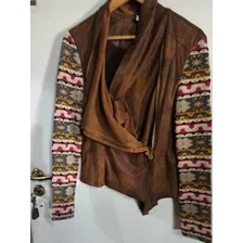 Campera Chaqueta Saco Corto Desigual T38 Tela Gamuza Da Com