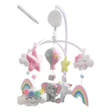 Móbile Musical Balão, Elefante, Arco-íris, Nuvens E Estrelas