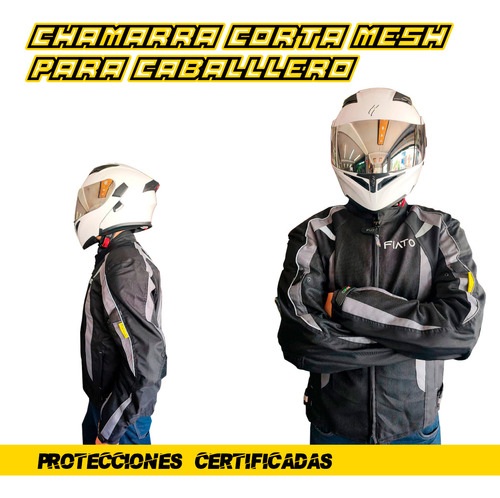 Chamarra Negra Textil Con Proteccion Para Motociclista Foto 2