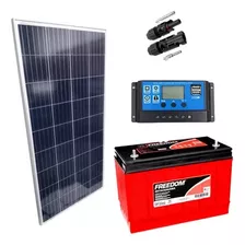 Kit Placa Solar 150w Controlador 10a Lcd Bateria 115ah