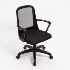 Silla De Escritorio Diseño Fresa Negra Respaldo De Red Rossi Color Negro - Tela Marathon