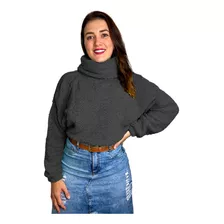 Casaco Teddy Buclê Blusa Gola Alta Golão Pelinho Plus Size