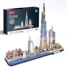 Puzle 3d 182 Piezas Led Dubai City Line - Cubicfun