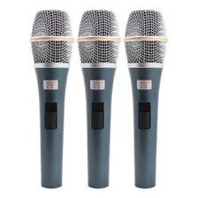 Kit Microfone Dinâmico Vocal Com Fio K-98 (3 Peças) Kadosh