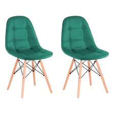 Kit 2 Cadeiras Charles Eames Velvet Estofada Veludo 