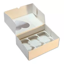Caja Blanca Para Cupcakes 6 Unidades C/ Ventana Corazón X 25