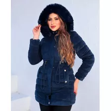 Parka Sobretudo Capuz Com Pelo Blusa Forrada Com Pelo Moda 