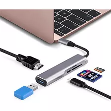 Adaptador Multipuerto Tipo C, 5 En 1, Usb 3.1 Tipo C Con Hd.