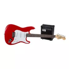 Pack Guitarra Stratocaster Y Amplificador Creep Completo Red