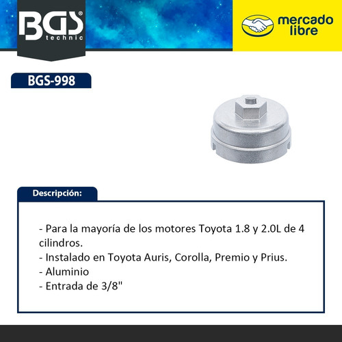 Llave Para Quitar Filtro De Aceite De Toyota 65mm 998 Bgs Foto 5