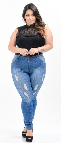 Calça Jeans Plus Size Gordinhas Roupas Femininas Rasgadinha