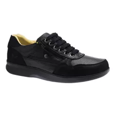 Sapato Casual Doctor Shoes Esporão Couro 3063 Preto/preto