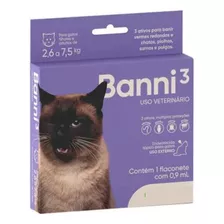 Banni 3 0,9ml Antipulga Para Gato Verme Sarna De 2,6 - 7,5kg