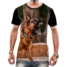 Camisa Camiseta Cachorros De Raça Pastor Alemão Capa Preta 3