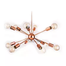 Lustre Pendente Sputnik Rose Gold Cromado P/ 12 Lampadas E27