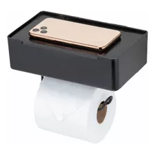 Suporte Papel Higiênico Porta Lenço Umedecido Celular Lenços Cor Preto