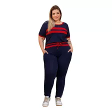 Conjunto Blusa E Calça Com Recortes Plus Size Deep Dream