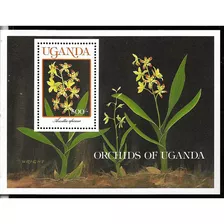 #8216 Uganda 1989 Flora Flores Orquideas Hoja Yv Bl100 Mnh