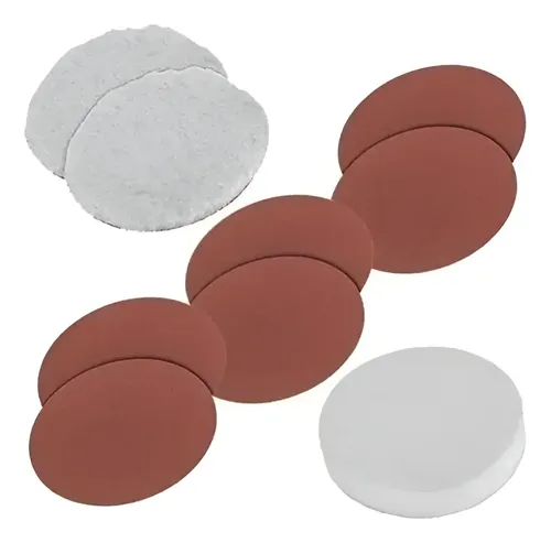 Set Pano Bonete Lijas Lustradoras Pulidora Einhell 180mm 9pz Rojo / Blanco