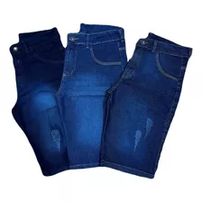 Kit 3 Bermuda Jeans Masculina Basica Lycra Elastano Premium