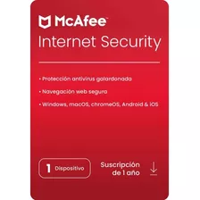 Antivirus Mcafee Internet Security 2024 - 1 Dispo - 1 Año 