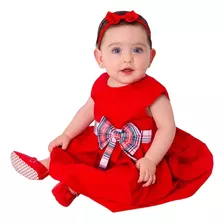 Vestido Natal De Bebe Menina 100% Algodão