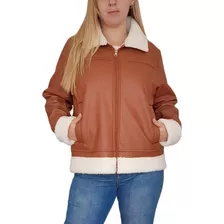 Campera Gamulan Simil Cuero Forrada Con Corderito