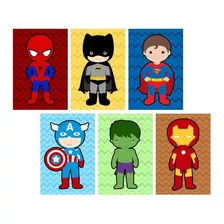 Quadros Decorativos Super Heróis Quarto Menino Kit 6-20x30