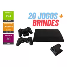 Ps3 Playstaion 3 Completo 2 Controles Originais 20 Jogos Brinde Suporte Para Controles