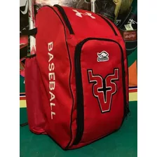 Maleta De Beisbol Tipo Backpack Logo Bordado V Roja