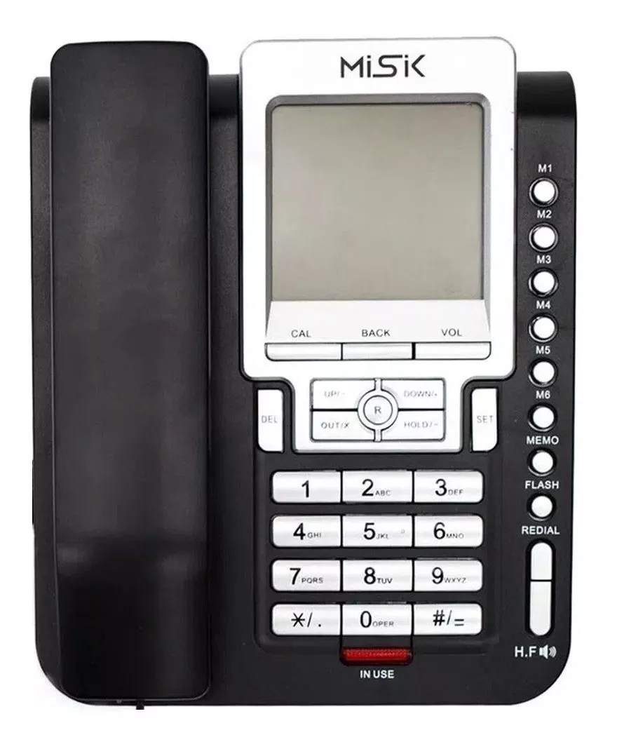Telefono Alambrico Misik Mt888 Con Identificador De Llamadas, Manos Libres, Altavoz, Pantalla Lcd, Función Flash, Números Grandes, Pantalla Iluminada, Agenda Telefónica, Color Negro