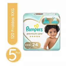 Fralda Pampers Premium Care Xxg - 5 Pacotes / 120 Unidades