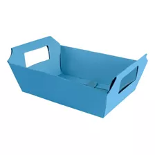 Cesta De Papel - Cartão Cores C/10 Unidades - 18x12x5cm Cor Azul Bb