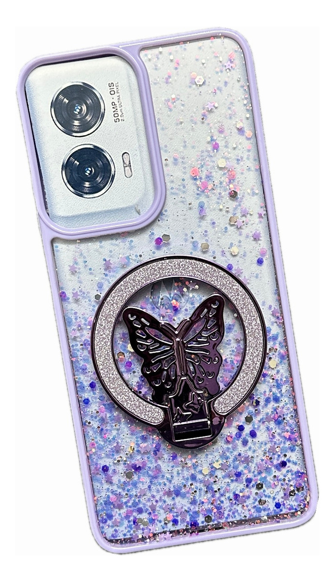 Funda Tpu Brillito Con Soporte Aro Glitter Para Moto G35